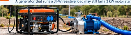 Gasoline generator starting a pump load