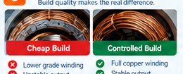 Comparison of low-cost and controlled gasoline generator build quality
